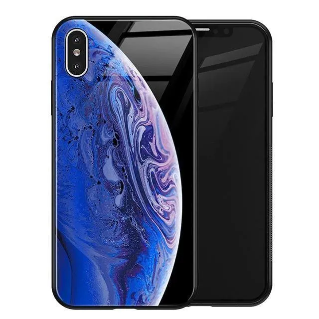 TOMKAS Luxus Space Cover Hülle für iPhone X XS MAX XR XS Glas Silikon Handyhülle für iPhone 7 8 Plus Hüllen für iPhone 6 S 6s