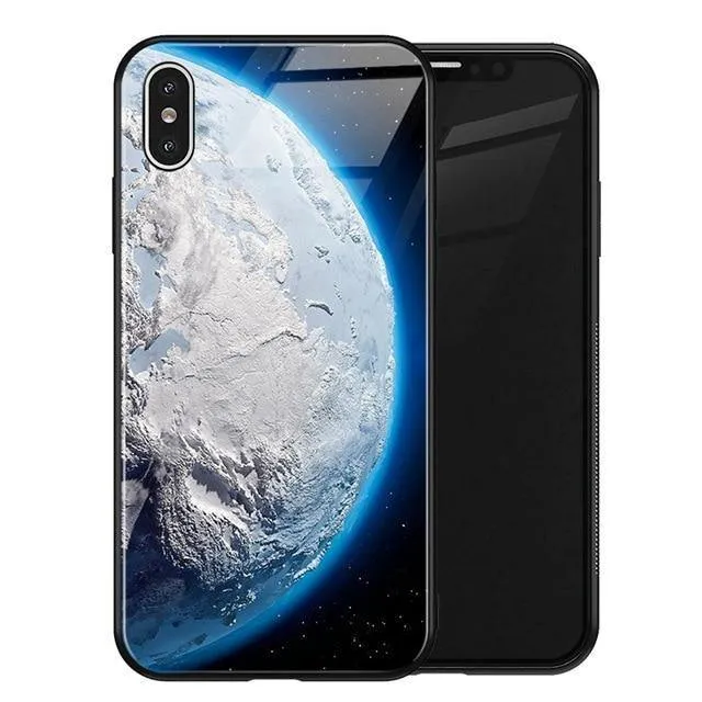 TOMKAS Luxus Space Cover Hülle für iPhone X XS MAX XR XS Glas Silikon Handyhülle für iPhone 7 8 Plus Hüllen für iPhone 6 S 6s