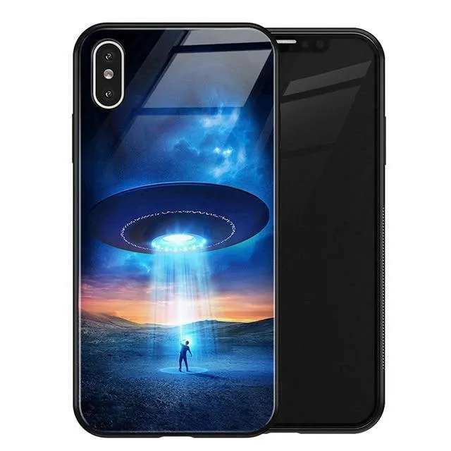TOMKAS Luxus Space Cover Hülle für iPhone X XS MAX XR XS Glas Silikon Handyhülle für iPhone 7 8 Plus Hüllen für iPhone 6 S 6s