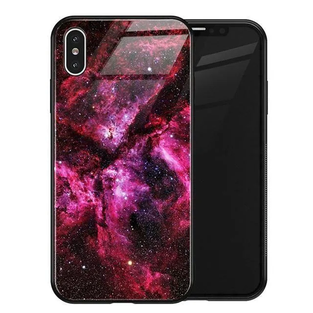 TOMKAS Luxus Space Cover Hülle für iPhone X XS MAX XR XS Glas Silikon Handyhülle für iPhone 7 8 Plus Hüllen für iPhone 6 S 6s