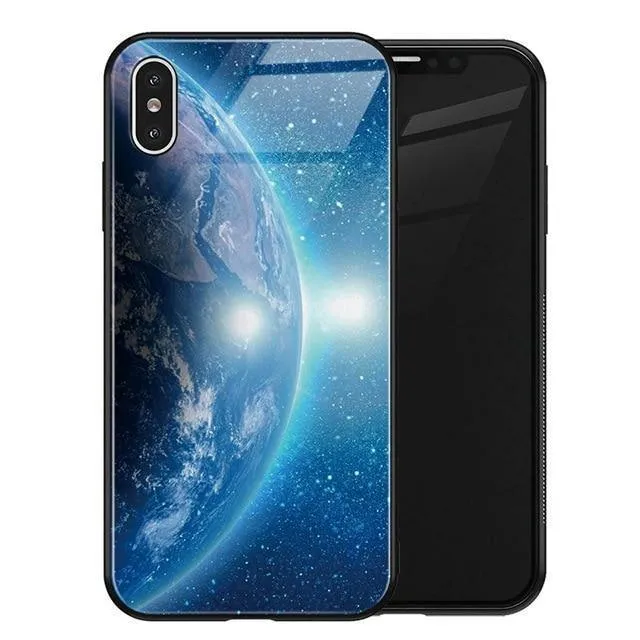 TOMKAS Luxus Space Cover Hülle für iPhone X XS MAX XR XS Glas Silikon Handyhülle für iPhone 7 8 Plus Hüllen für iPhone 6 S 6s