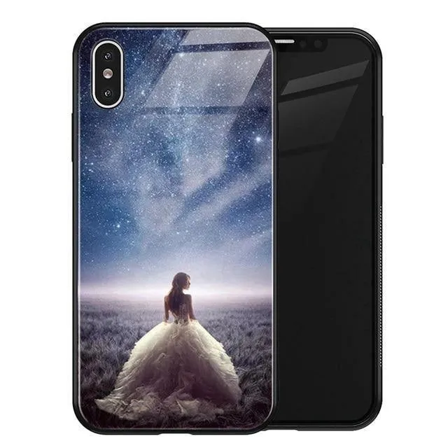 TOMKAS Luxus Space Cover Hülle für iPhone X XS MAX XR XS Glas Silikon Handyhülle für iPhone 7 8 Plus Hüllen für iPhone 6 S 6s