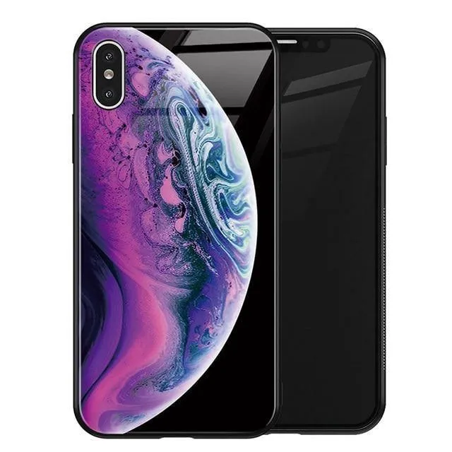 TOMKAS Luxus Space Cover Hülle für iPhone X XS MAX XR XS Glas Silikon Handyhülle für iPhone 7 8 Plus Hüllen für iPhone 6 S 6s