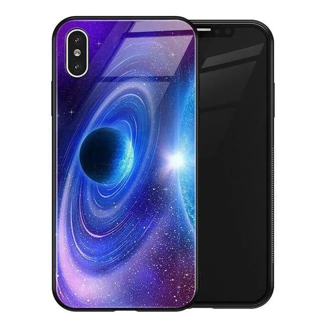 TOMKAS Luxus Space Cover Hülle für iPhone X XS MAX XR XS Glas Silikon Handyhülle für iPhone 7 8 Plus Hüllen für iPhone 6 S 6s