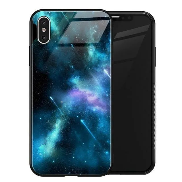 TOMKAS Luxus Space Cover Hülle für iPhone X XS MAX XR XS Glas Silikon Handyhülle für iPhone 7 8 Plus Hüllen für iPhone 6 S 6s