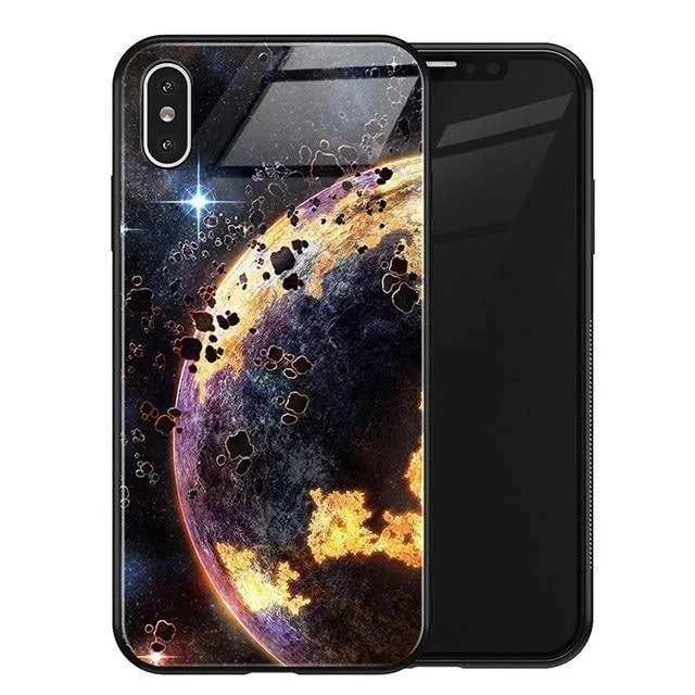 TOMKAS Luxus Space Cover Hülle für iPhone X XS MAX XR XS Glas Silikon Handyhülle für iPhone 7 8 Plus Hüllen für iPhone 6 S 6s