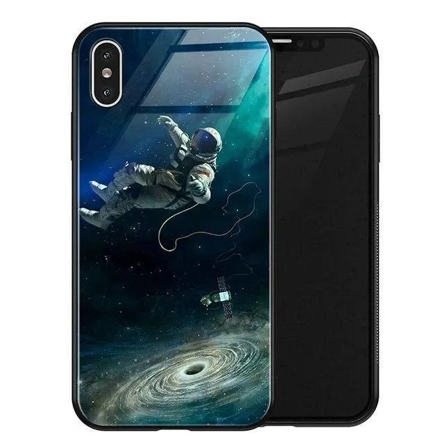 TOMKAS Luxus Space Cover Hülle für iPhone X XS MAX XR XS Glas Silikon Handyhülle für iPhone 7 8 Plus Hüllen für iPhone 6 S 6s