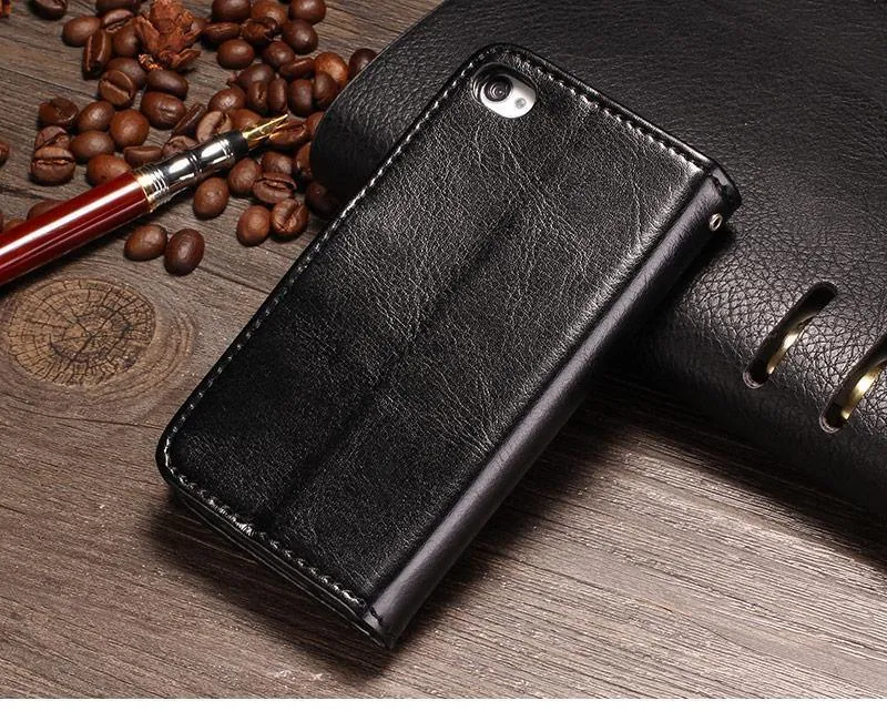 TOMKAS 4S Flip Brieftasche PU Ledertasche für iPhone 4 4S Abdeckung Vintage Coque Handytasche Hüllen für Apple iPhone 4S mit Kartenhalter