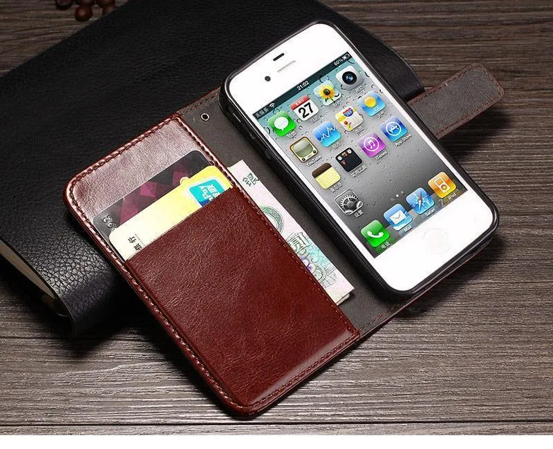 TOMKAS 4S Flip Brieftasche PU Ledertasche für iPhone 4 4S Abdeckung Vintage Coque Handytasche Hüllen für Apple iPhone 4S mit Kartenhalter