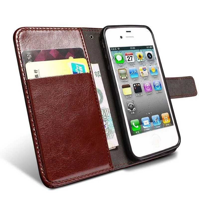 TOMKAS 4S Flip Brieftasche PU Ledertasche für iPhone 4 4S Abdeckung Vintage Coque Handytasche Hüllen für Apple iPhone 4S mit Kartenhalter