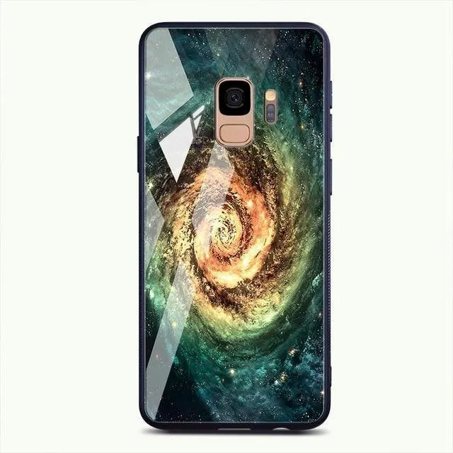 TOMKAS Gehärtetes Glasgehäuse für Samsung Galaxy S9 S9 Plus Silikon Coque Gemusterte Telefonabdeckungsfälle für Samsung Galaxy Note 9 8