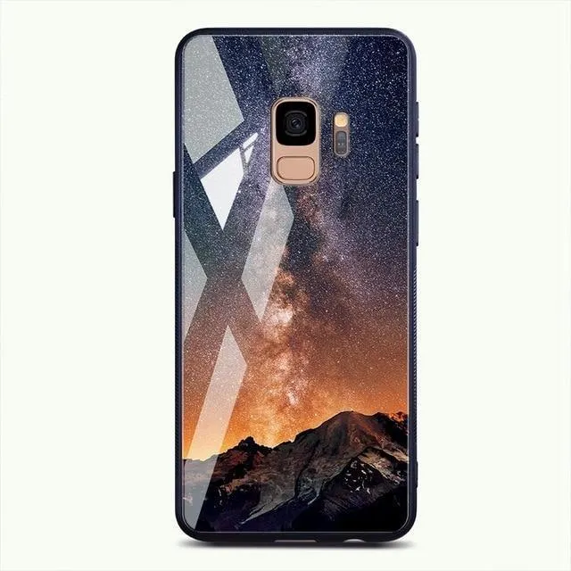 TOMKAS Gehärtetes Glasgehäuse für Samsung Galaxy S9 S9 Plus Silikon Coque Gemusterte Telefonabdeckungsfälle für Samsung Galaxy Note 9 8