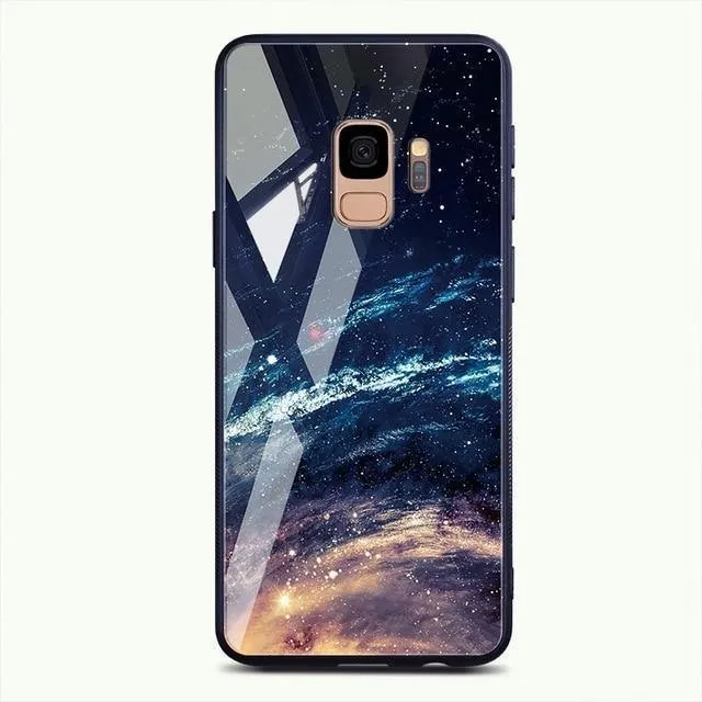 TOMKAS Gehärtetes Glasgehäuse für Samsung Galaxy S9 S9 Plus Silikon Coque Gemusterte Telefonabdeckungsfälle für Samsung Galaxy Note 9 8