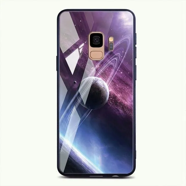 TOMKAS Gehärtetes Glasgehäuse für Samsung Galaxy S9 S9 Plus Silikon Coque Gemusterte Telefonabdeckungsfälle für Samsung Galaxy Note 9 8