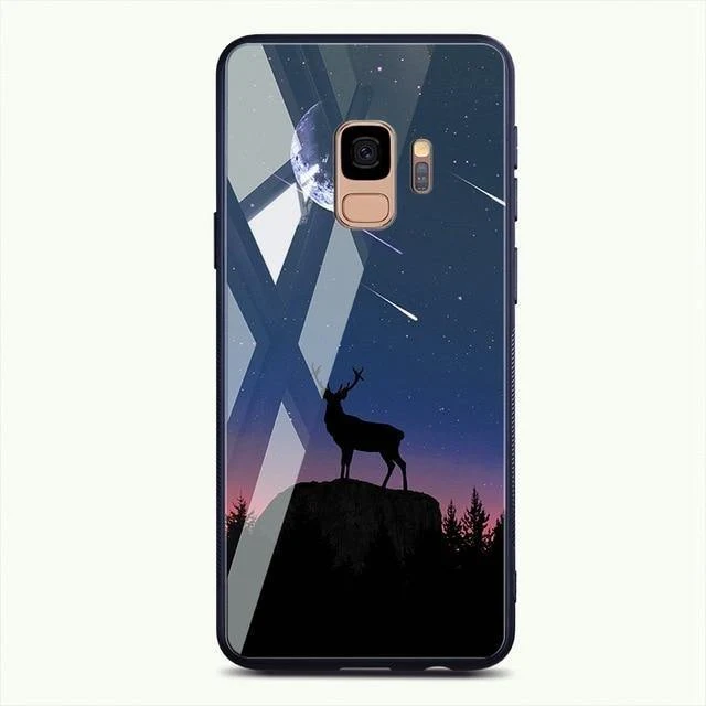 TOMKAS Gehärtetes Glasgehäuse für Samsung Galaxy S9 S9 Plus Silikon Coque Gemusterte Telefonabdeckungsfälle für Samsung Galaxy Note 9 8