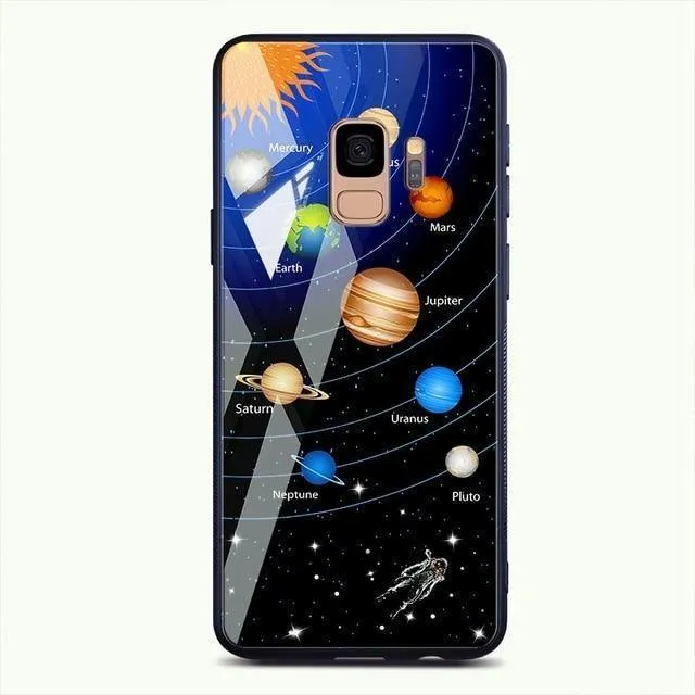 TOMKAS Gehärtetes Glasgehäuse für Samsung Galaxy S9 S9 Plus Silikon Coque Gemusterte Telefonabdeckungsfälle für Samsung Galaxy Note 9 8