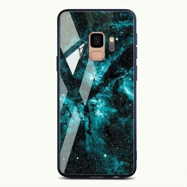 TOMKAS Gehärtetes Glasgehäuse für Samsung Galaxy S9 S9 Plus Silikon Coque Gemusterte Telefonabdeckungsfälle für Samsung Galaxy Note 9 8
