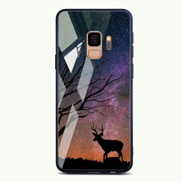 TOMKAS Gehärtetes Glasgehäuse für Samsung Galaxy S9 S9 Plus Silikon Coque Gemusterte Telefonabdeckungsfälle für Samsung Galaxy Note 9 8