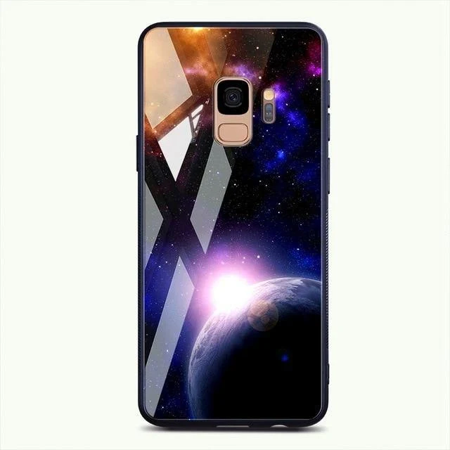 TOMKAS Gehärtetes Glasgehäuse für Samsung Galaxy S9 S9 Plus Silikon Coque Gemusterte Telefonabdeckungsfälle für Samsung Galaxy Note 9 8