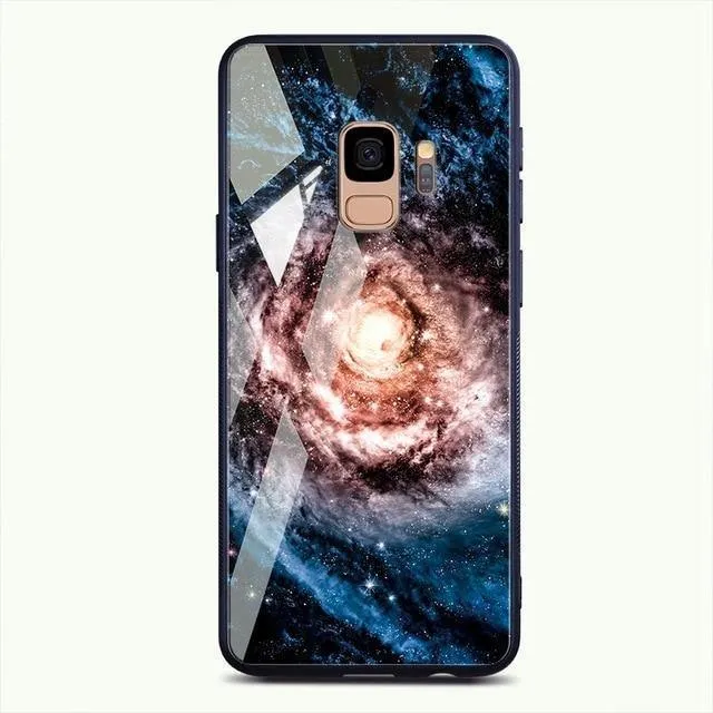 TOMKAS Gehärtetes Glasgehäuse für Samsung Galaxy S9 S9 Plus Silikon Coque Gemusterte Telefonabdeckungsfälle für Samsung Galaxy Note 9 8