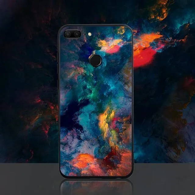TOMKAS Achat-Marmor-Telefonhülle für Huawei P20 Lite Hülle für Honor 9 Lite Soft Edge PC+Glas Rückseitenhülle für Huawei P Smart