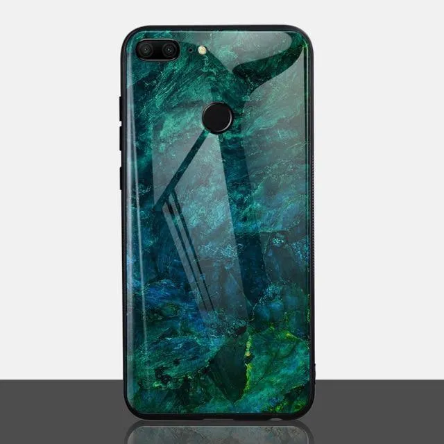 TOMKAS Achat-Marmor-Telefonhülle für Huawei P20 Lite Hülle für Honor 9 Lite Soft Edge PC+Glas Rückseitenhülle für Huawei P Smart
