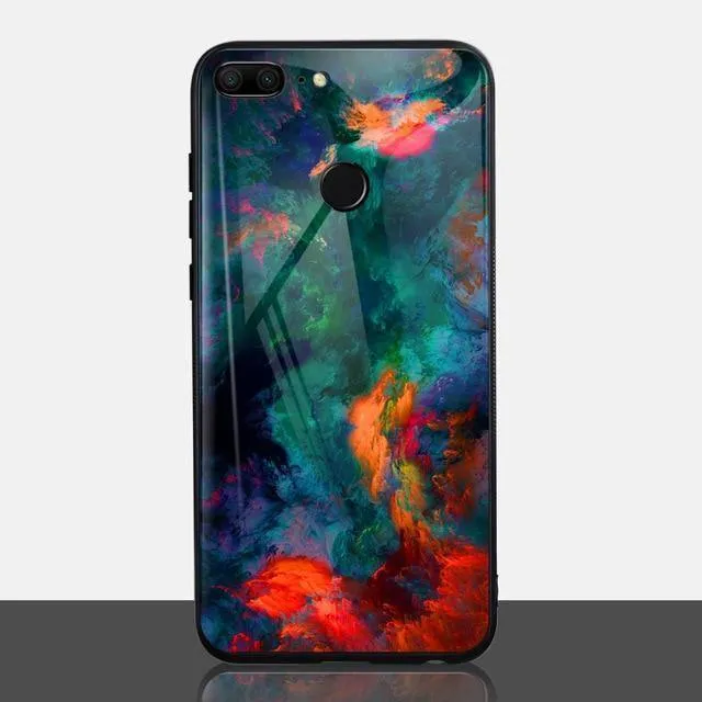 TOMKAS Achat-Marmor-Telefonhülle für Huawei P20 Lite Hülle für Honor 9 Lite Soft Edge PC+Glas Rückseitenhülle für Huawei P Smart
