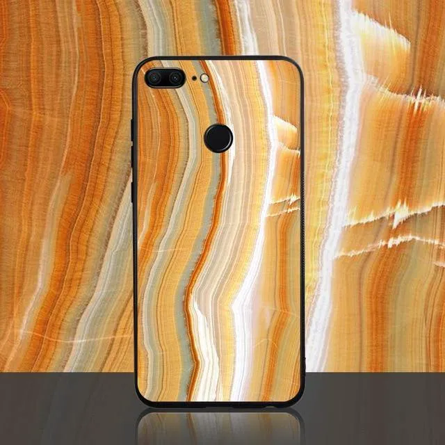 TOMKAS Achat-Marmor-Telefonhülle für Huawei P20 Lite Hülle für Honor 9 Lite Soft Edge PC+Glas Rückseitenhülle für Huawei P Smart