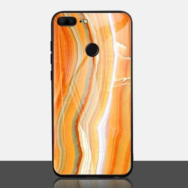 TOMKAS Achat-Marmor-Telefonhülle für Huawei P20 Lite Hülle für Honor 9 Lite Soft Edge PC+Glas Rückseitenhülle für Huawei P Smart