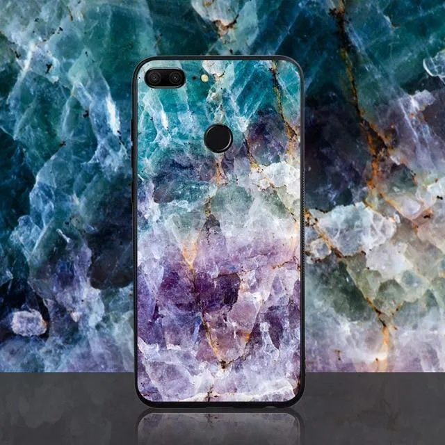 TOMKAS Achat-Marmor-Telefonhülle für Huawei P20 Lite Hülle für Honor 9 Lite Soft Edge PC+Glas Rückseitenhülle für Huawei P Smart