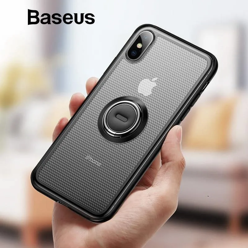 Baseus Creative Phone Case für iPhone Xs mit Ringhalter Ständer Matte Case für iPhone Xs Max Xs XR 2018 für magnetische Autohalterung