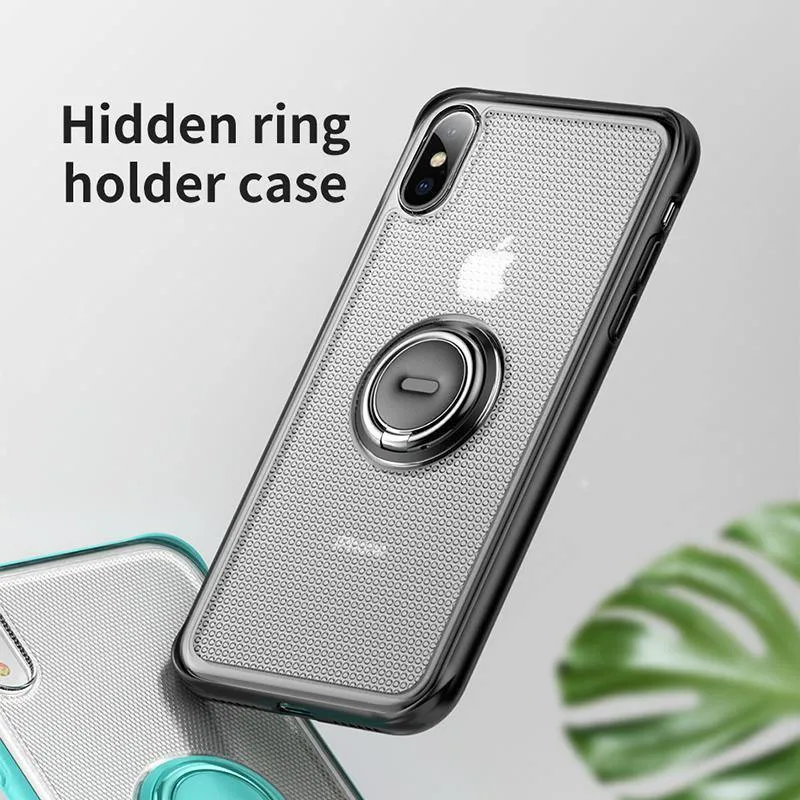 Baseus Creative Phone Case für iPhone Xs mit Ringhalter Ständer Matte Case für iPhone Xs Max Xs XR 2018 für magnetische Autohalterung