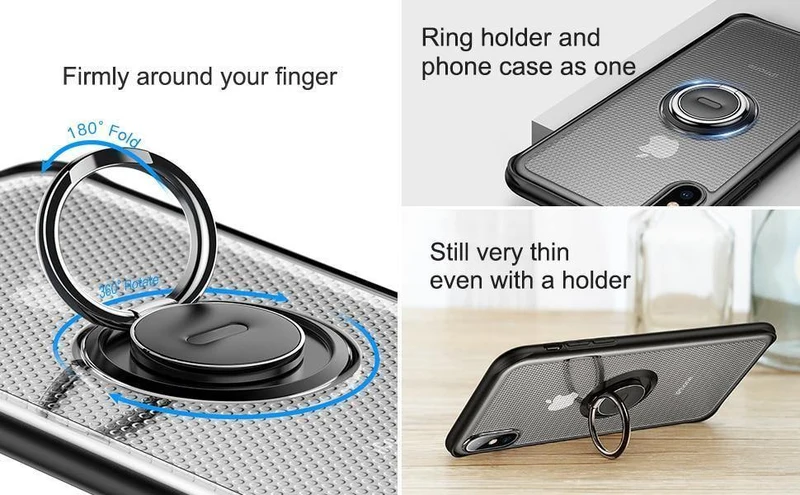 Baseus Creative Phone Case für iPhone Xs mit Ringhalter Ständer Matte Case für iPhone Xs Max Xs XR 2018 für magnetische Autohalterung