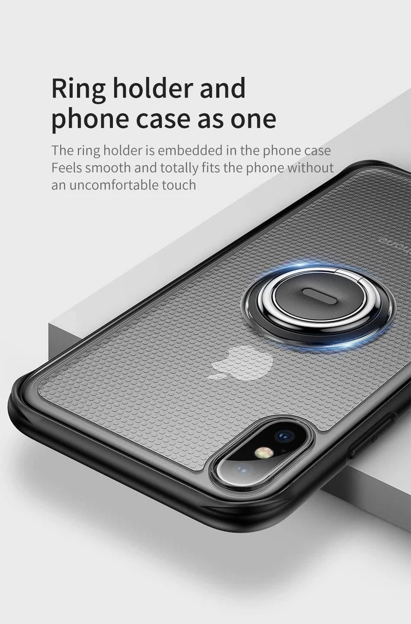 Baseus Creative Phone Case für iPhone Xs mit Ringhalter Ständer Matte Case für iPhone Xs Max Xs XR 2018 für magnetische Autohalterung
