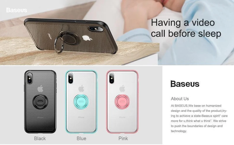 Baseus Creative Phone Case für iPhone Xs mit Ringhalter Ständer Matte Case für iPhone Xs Max Xs XR 2018 für magnetische Autohalterung