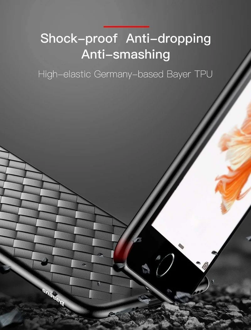 Baseus für iPhone 6s Hülle Luxus Gittermuster Silikonhülle für iPhone 6 6s Plus 6 Plus Einbauhüllen Anti-Klopf-Coque-Abdeckung