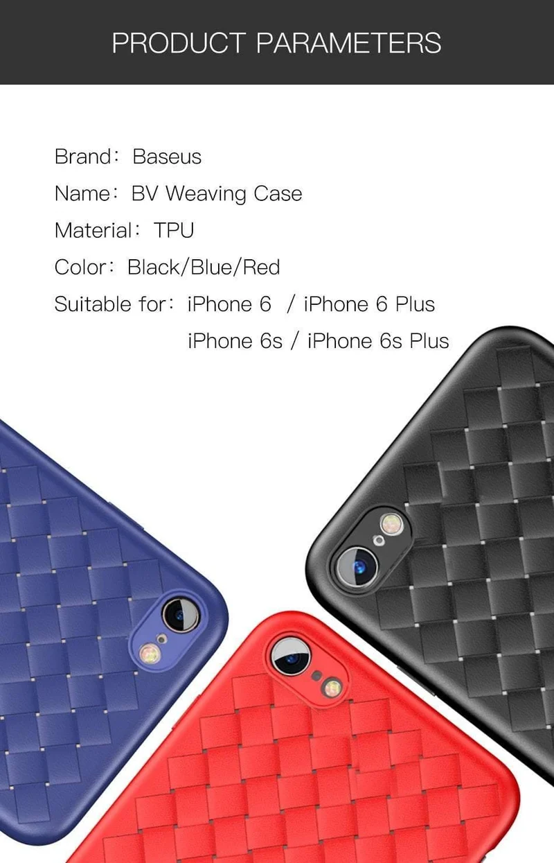 Baseus für iPhone 6s Hülle Luxus Gittermuster Silikonhülle für iPhone 6 6s Plus 6 Plus Einbauhüllen Anti-Klopf-Coque-Abdeckung