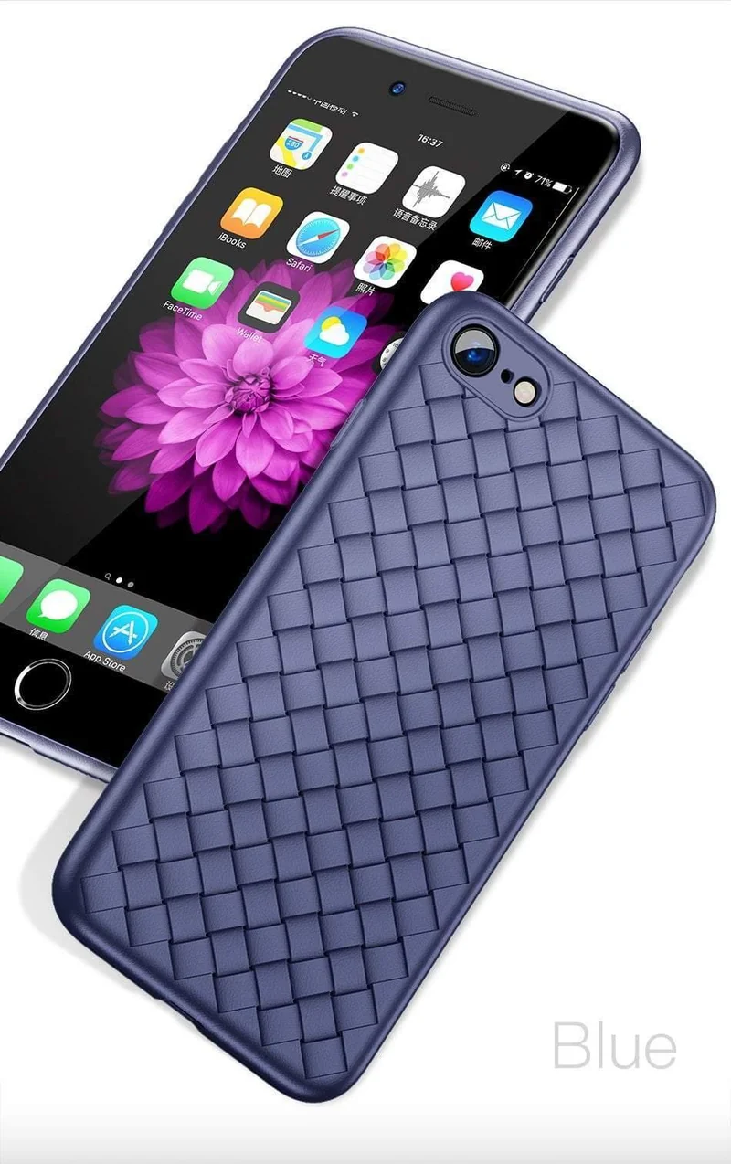 Baseus für iPhone 6s Hülle Luxus Gittermuster Silikonhülle für iPhone 6 6s Plus 6 Plus Einbauhüllen Anti-Klopf-Coque-Abdeckung