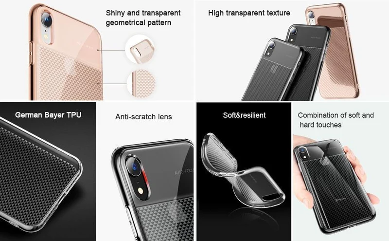 Baseus Crystal Soft Silikonhülle für iPhone XR Ultradünne TPU-Rückseite für iPhone XR 6.1 2018 Handyhüllen