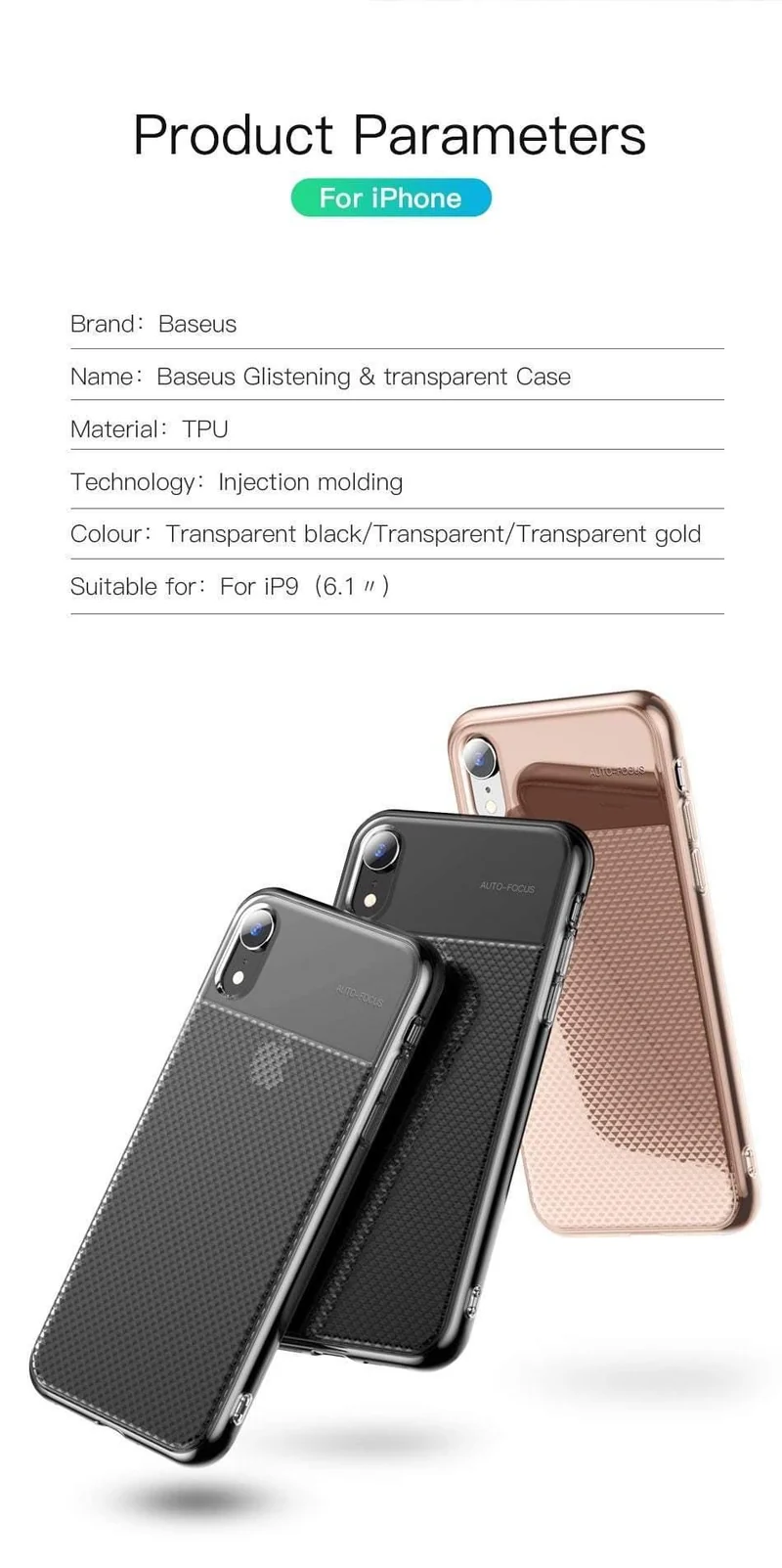 Baseus Crystal Soft Silikonhülle für iPhone XR Ultradünne TPU-Rückseite für iPhone XR 6.1 2018 Handyhüllen
