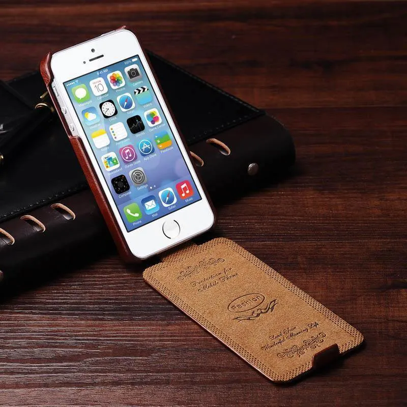 Flip PU Ledertasche für iPhone 5s 5 S SE Retro Back Cover Coque mit Fashion Logo Handytasche Hüllen für iPhone 5 5SE Luxus