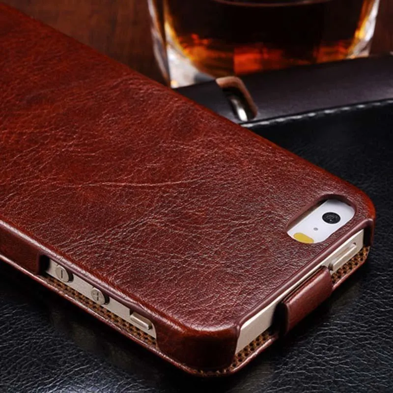 Flip PU Ledertasche für iPhone 5s 5 S SE Retro Back Cover Coque mit Fashion Logo Handytasche Hüllen für iPhone 5 5SE Luxus