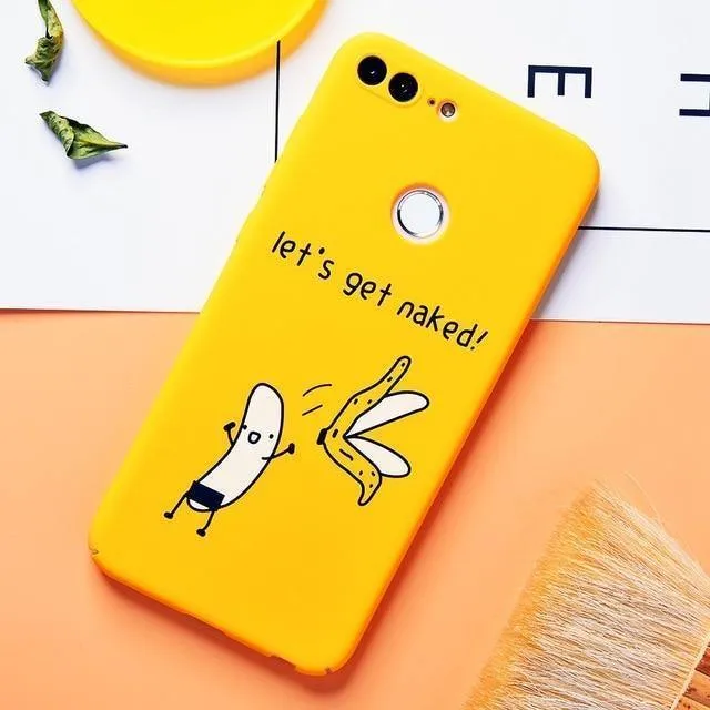 TOMKAS Lustige Banane Niedliche Cartoon-Hülle für Huawei Honor 9 Lite Telefonhülle für Huawei P20 Lite P10 Lite P9 Lite Harte Rückseitige Abdeckung