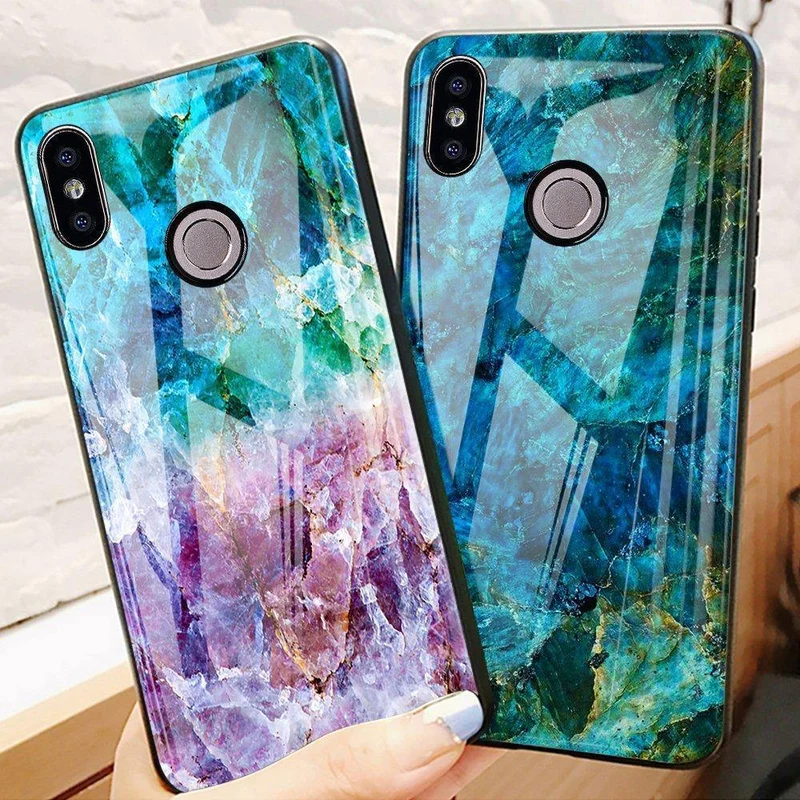 TOMKAS Achat-Marmor-Hülle für Xiaomi Redmi 4X Note 5, weiche Kante, PC + Glas, Rückseite, Telefonhülle für Xiaomi Redmi Note 5 Global Pro