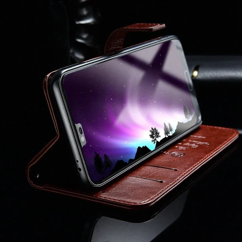 Tomkas Brieftaschenetui für Huawei Honor 10 Hülle aus Leder, PU-Retro-Schutz, für Huawei Honor 10, Rückseite, Coque