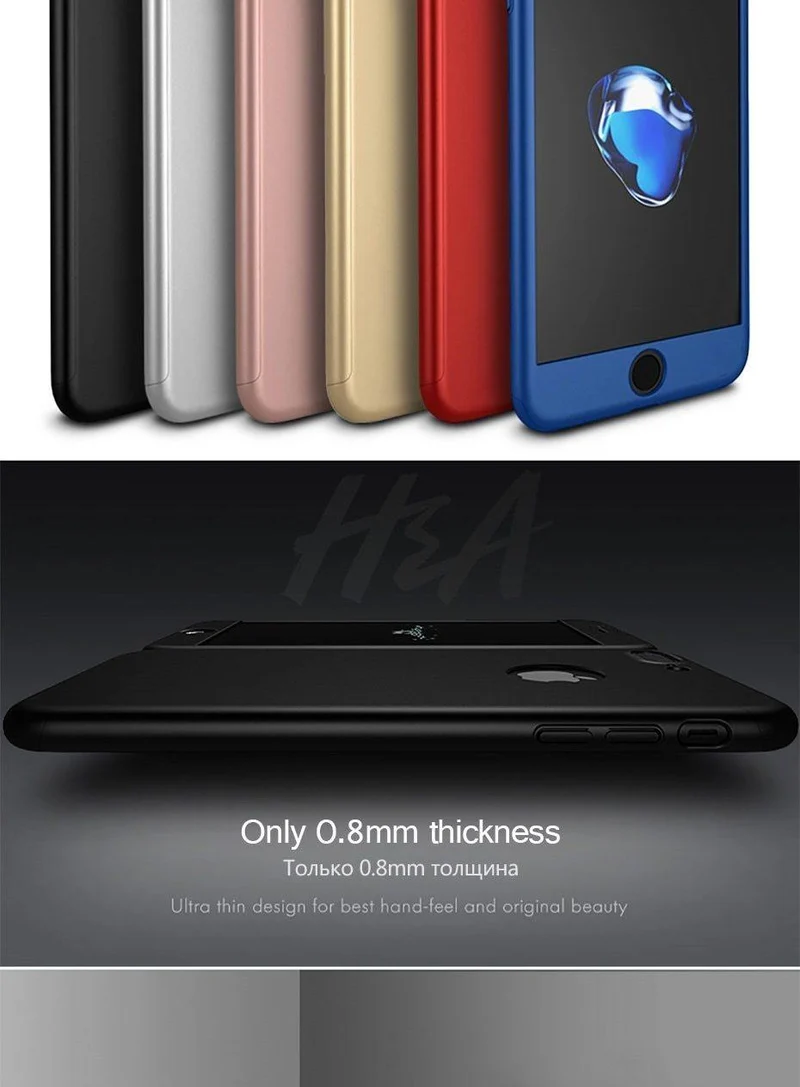 H & A Luxus 360 Grad Schutz Volle Abdeckung Telefon Fall Für iPhone 7 8 5 S SE Anti-klopfen Abdeckung für iPhone 6 s 7 8 Plus Fall Glas