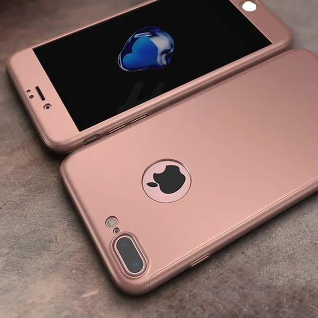 H & A Luxus 360 Grad Schutz Volle Abdeckung Telefon Fall Für iPhone 7 8 5 S SE Anti-klopfen Abdeckung für iPhone 6 s 7 8 Plus Fall Glas