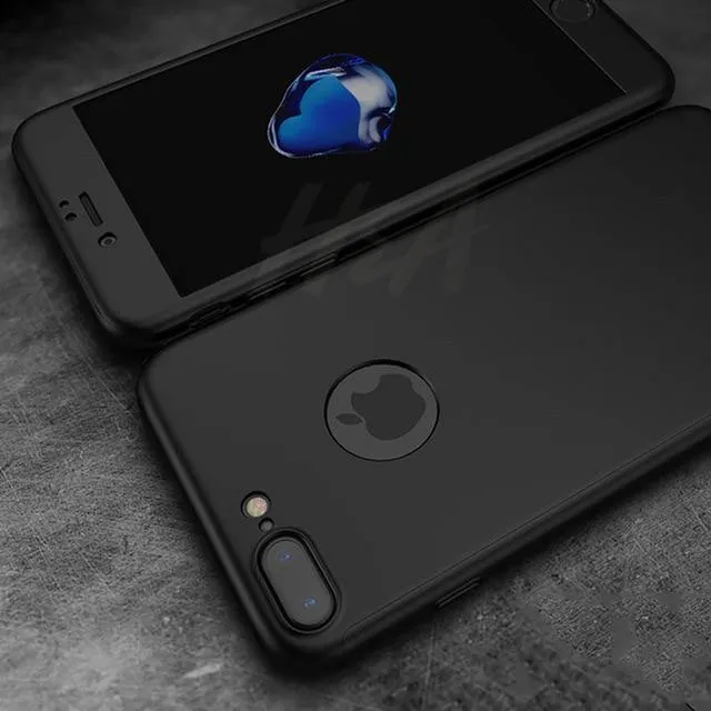 H & A Luxus 360 Grad Schutz Volle Abdeckung Telefon Fall Für iPhone 7 8 5 S SE Anti-klopfen Abdeckung für iPhone 6 s 7 8 Plus Fall Glas
