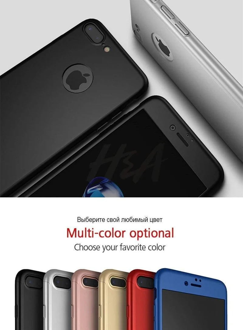 H & A Luxus 360 Grad Schutz Volle Abdeckung Telefon Fall Für iPhone 7 8 5 S SE Anti-klopfen Abdeckung für iPhone 6 s 7 8 Plus Fall Glas