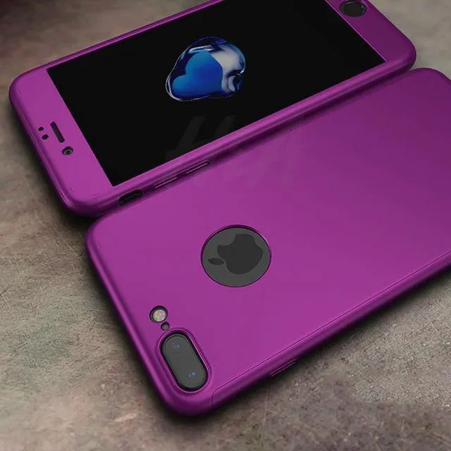 H & A Luxus 360 Grad Schutz Volle Abdeckung Telefon Fall Für iPhone 7 8 5 S SE Anti-klopfen Abdeckung für iPhone 6 s 7 8 Plus Fall Glas